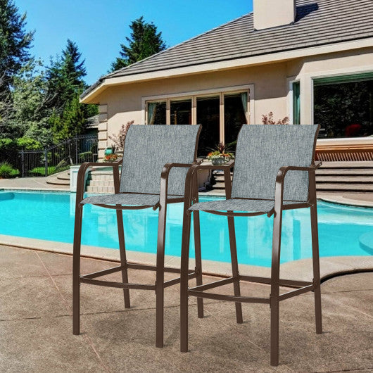 Costway 4 Pieces Gray Counter Height Stool Patio Chair