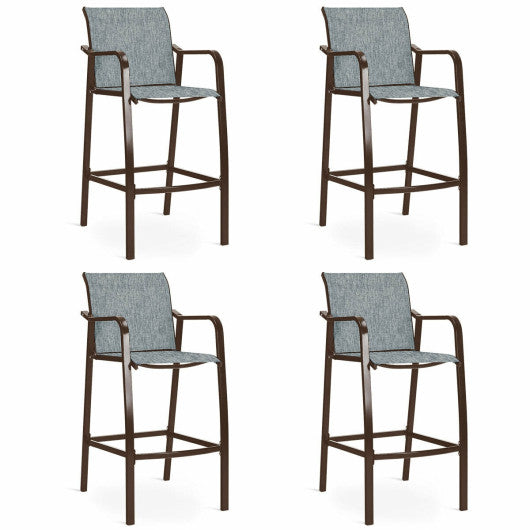 Costway 4 Pieces Gray Counter Height Stool Patio Chair