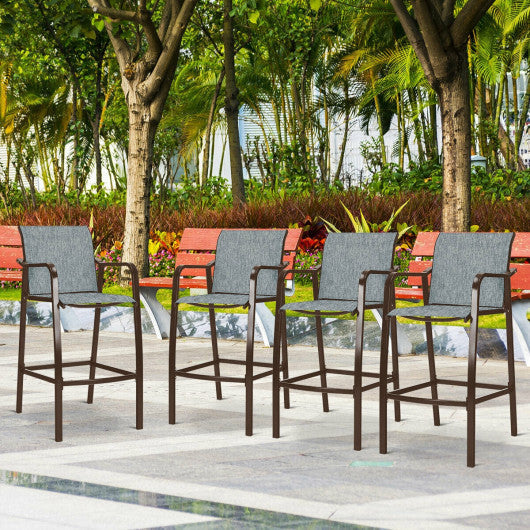 Costway 4 Pieces Gray Counter Height Stool Patio Chair