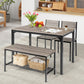 Costway 4 Pieces Gray Rustic Dining Table Set with 2 Chairs and Bench