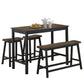 Costway 4 Pieces Gray Solid Wood Counter Height Dining Table Set