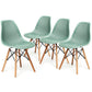 Costway 4 Pieces Green Modern Plastic Hollow Chair Set with Wood Leg