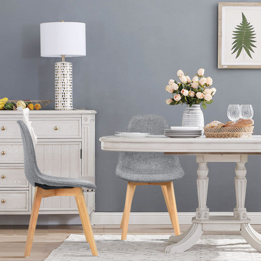 Costway 4 Pieces Modern Dining Chair Set with Wood Legs and Fabric Cushion Seat