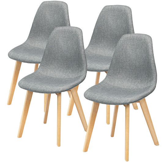 Costway 4 Pieces Modern Dining Chair Set with Wood Legs and Fabric Cushion Seat