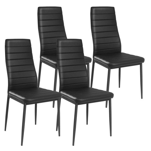 Costway 4 Pieces Modern Leather Dinning Chairs Set with Metal Frame
