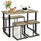 Costway 4 Pieces Oak Industrial Dinette Set with Bench and 2 Stools