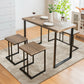Costway 4 Pieces Oak Industrial Dinette Set with Bench and 2 Stools