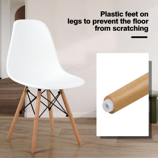 Costway 4 Pieces White Modern Armless Dining Chair Set with Wood Legs