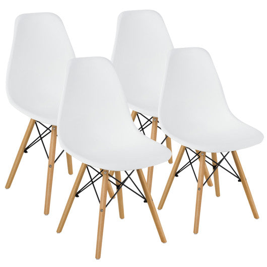 Costway 4 Pieces White Modern Armless Dining Chair Set with Wood Legs