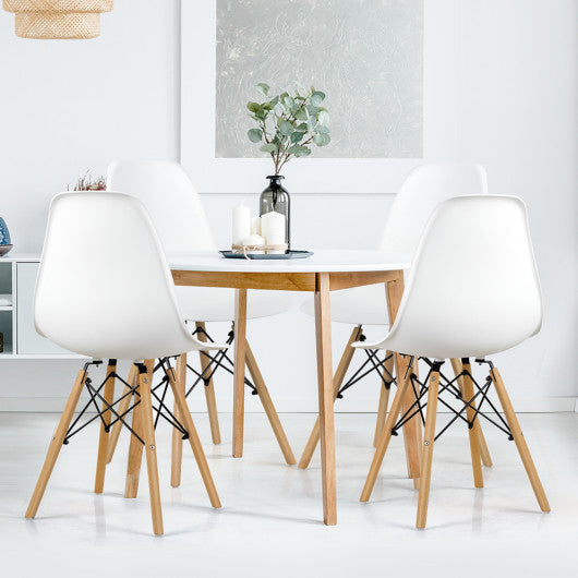 Costway 4 Pieces White Modern Armless Dining Chair Set with Wood Legs