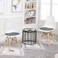 Costway 4 Pieces White Modern Mid Century Armless Side Chair with Linen Cushion and Wood Legs