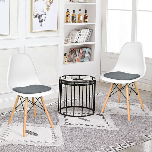 Costway 4 Pieces White Modern Mid Century Armless Side Chair with Linen Cushion and Wood Legs