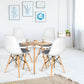 Costway 4 Pieces White Modern Mid Century Armless Side Chair with Linen Cushion and Wood Legs