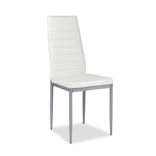 Costway 4 Pieces White PVC Leather Dining Side Chairs Elegant Design