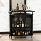 Costway 4-Tier Black Liquor Bar Table with 3 Glass Holders and Storage Shelves