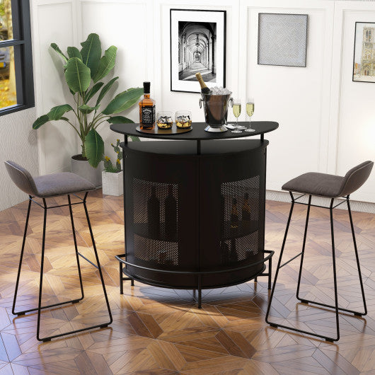 Costway 4-Tier Black Liquor Bar Table with 3 Glass Holders and Storage Shelves