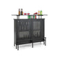 Costway 4-Tier Black Liquor Bar Table with 6 Glass Holders and Metal Footrest