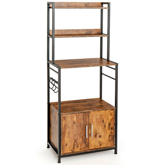Costway 4-Tier Brown Industrial Kitchen Baker's Rack Microwave Oven Stand