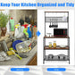 Costway 4-Tier Kitchen Rack Stand with Hooks and Mesh Panel