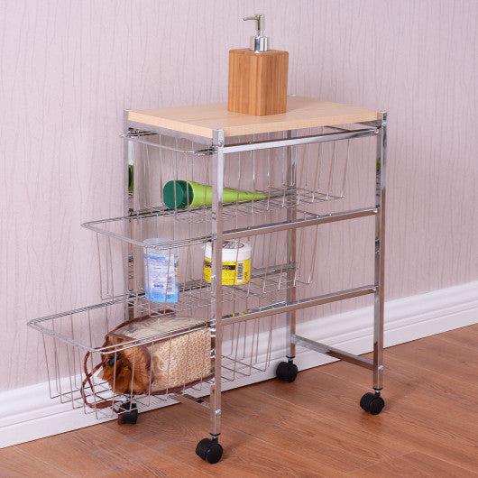 Costway 4-Tier Rolling Baskets Rack Kitchen Cart