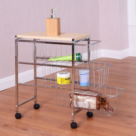 Costway 4-Tier Rolling Baskets Rack Kitchen Cart