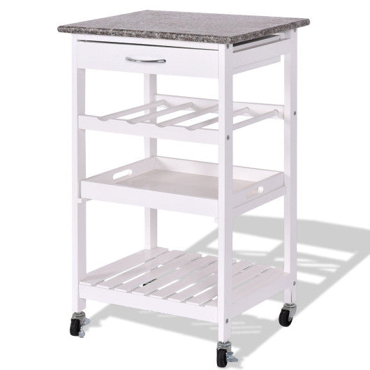 Costway 4-Tier Rolling Wooden Kitchen Island Trolley Cart