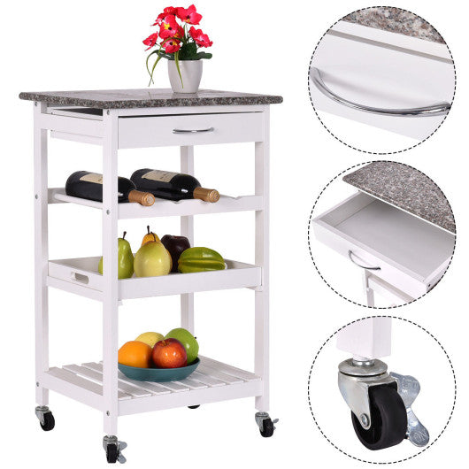 Costway 4-Tier Rolling Wooden Kitchen Island Trolley Cart