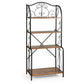 Costway 4-Tier Rustic Brown Industrial Kitchen Baker's Rack with Open Shelves and X-Bar