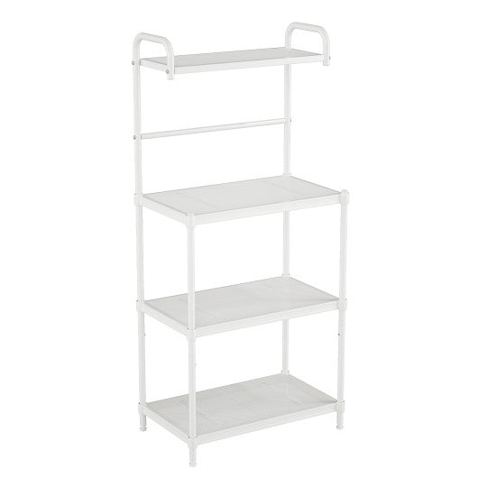 Costway 4-Tier White Kitchen Storage Baker Microwave Oven Rack Shelves