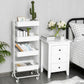 Costway 4-Tier White Metal Rolling Storage Cart Mobile Organizer with Adjustable Shelves