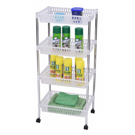 Costway 4 Tiers Portable Trolley Cart with Wheels