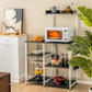 Costway 4-tier Black Kitchen Baker's Rack with Basket and 5 Hooks