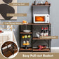Costway 4-tier Dark Brown Kitchen Baker's Rack with Basket and 5 Hooks