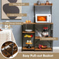 Costway 4-tier Rustic Brown Kitchen Baker's Rack with Basket and 5 Hooks