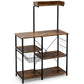 Costway 4-tier Rustic Brown Kitchen Baker's Rack with Basket and 5 Hooks