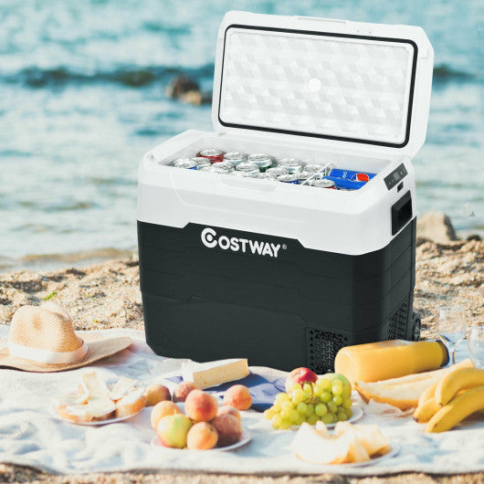 Costway 42 QT White Portable Dual-Zone Car Refrigerator