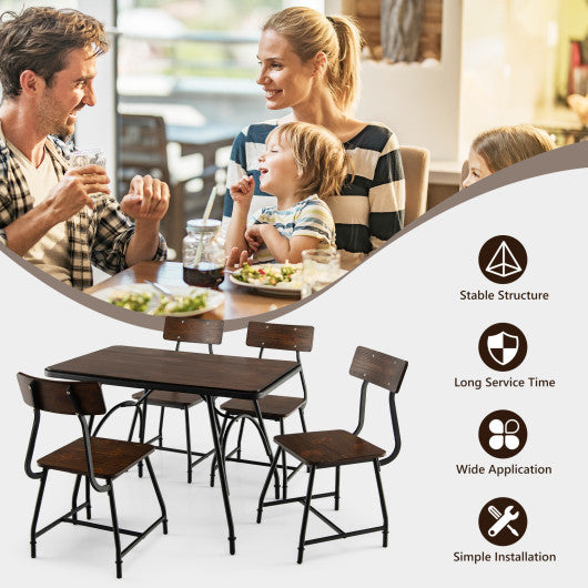 Costway 43" x 27.5" Rustic Brown Industrial Style Dining Table with Adjustable Feet