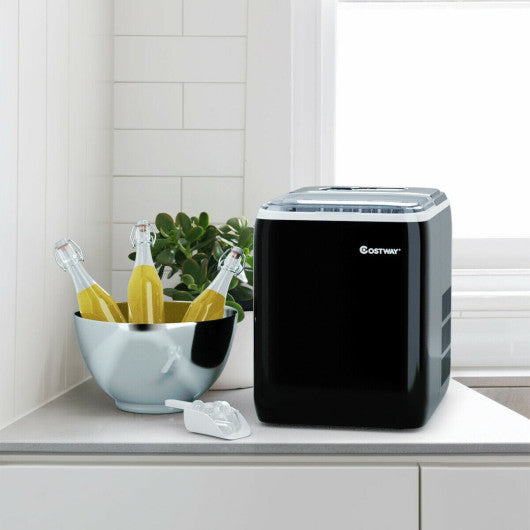 Costway 44 lbs Black Portable Countertop Ice Maker Machine with Scoop