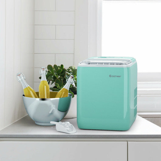 Costway 44 lbs Green Portable Countertop Ice Maker Machine with Scoop