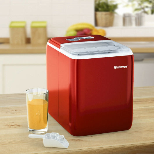 Costway 44 lbs Red Portable Countertop Ice Maker Machine with Scoop