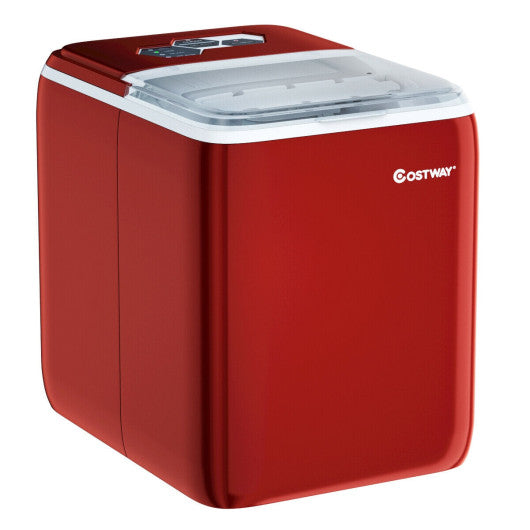 Costway 44 lbs Red Portable Countertop Ice Maker Machine with Scoop