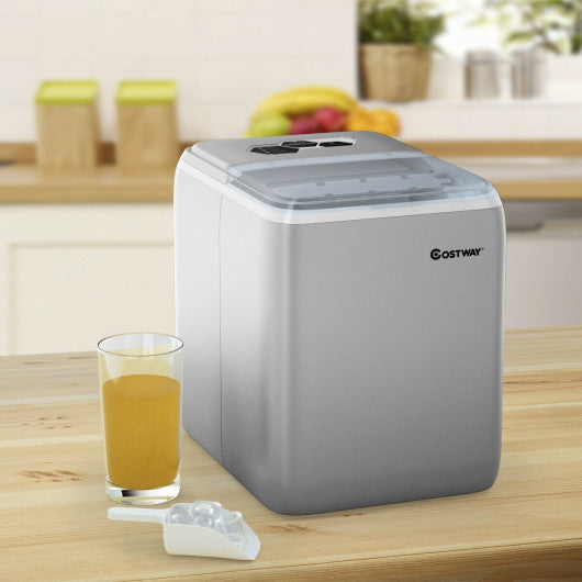 Costway 44 lbs Silver Portable Countertop Ice Maker Machine with Scoop