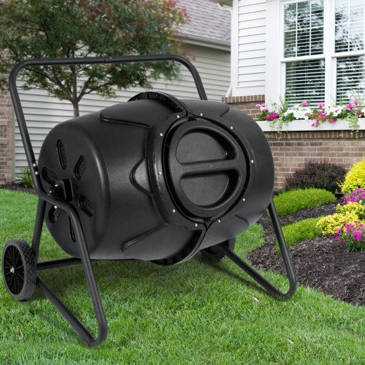 Costway 45 Gallon Wheeled Compost Tumbler Garden Waste Bin