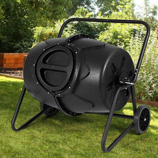 Costway 45 Gallon Wheeled Compost Tumbler Garden Waste Bin
