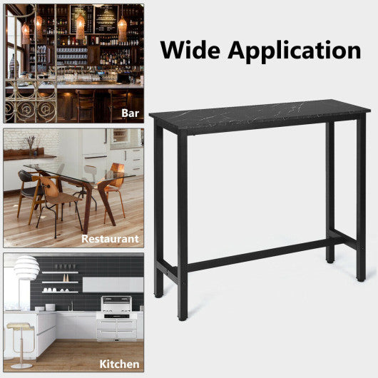 Costway 47" Black Pub Dining Bar Bistro Table with Marble Top