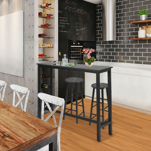 Costway 47" Black Pub Dining Bar Bistro Table with Marble Top