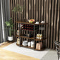 Costway 47" Rustic Brown Wine Rack Table with Glass Holder and Storage Shelves