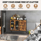 Costway 48" Brown Industrial Kitchen Buffet Sideboard with Metal Mesh Doors and Anti-Toppling Device
