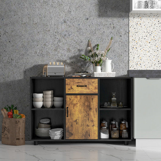 Costway 48" Industrial Buffet Sideboard with 4 Open Cubbies