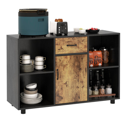 Costway 48" Industrial Buffet Sideboard with 4 Open Cubbies